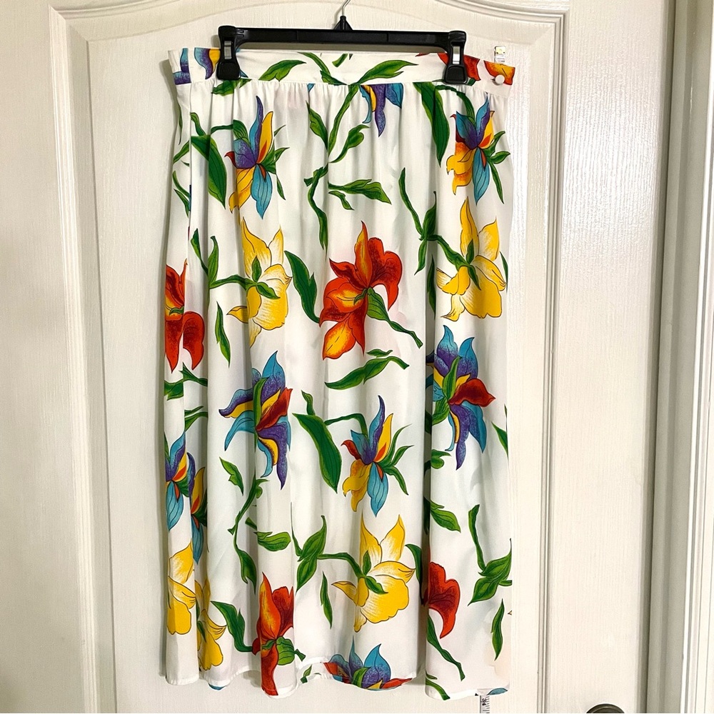 Vintage White and Floral Skirt